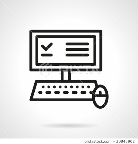 Computer Black Vector Computer black line design vector icon - Stock Illustration [20945908 ...