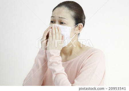 Allergy Hay Fever Masked Women 40s Middle Age 20953541