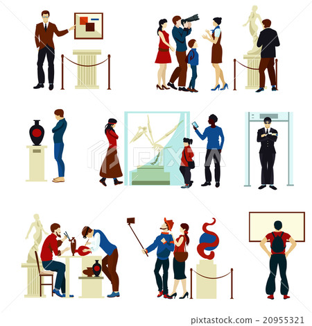 People In Museum Gallery Color Icons People In Museum Gallery Color Icons 20955321