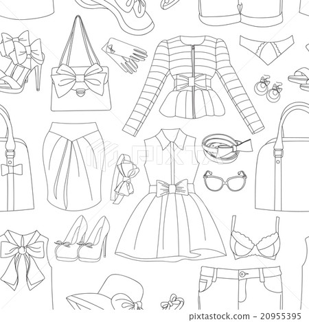 Ladies Clothing and Accessories pattern - Stock Illustration [20955395 ...