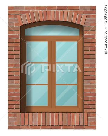 arched window in brick wall 20956058