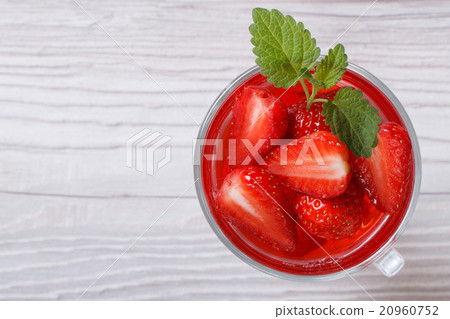 Delicious fresh strawberry drink top view 20960752