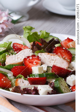 salad of strawberries with chicken and vegetables salad of strawberries with chicken and vegetables 20961471