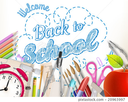 School supplies on white. EPS 10 20963997