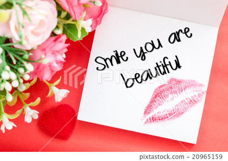 Smile your are beautiful message. 20965159