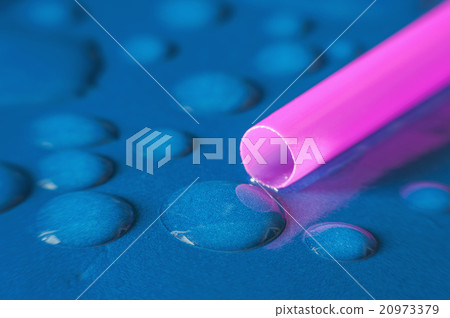 Macro bubble with pink tube 20973379