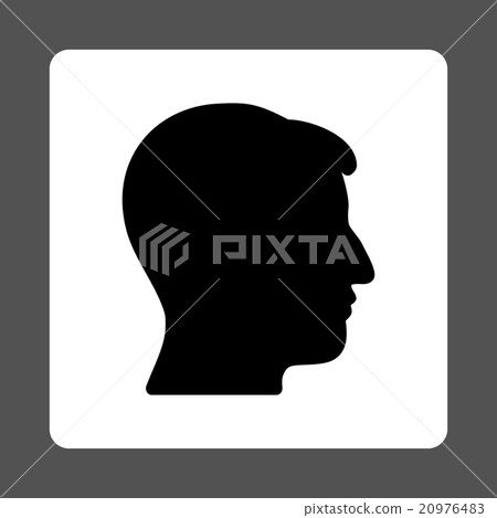 Gentleman Head Rounded Square Button 20976483