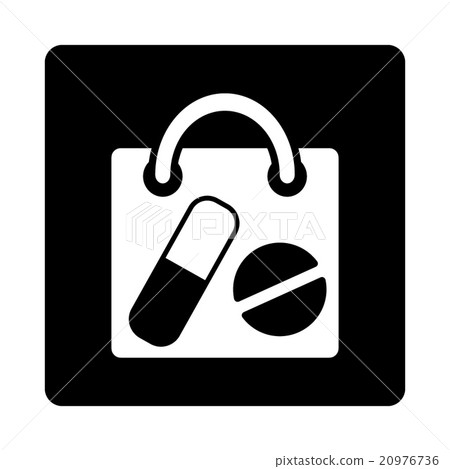 Pharmacy Shopping Bag Rounded Square Button Pharmacy Shopping Bag Rounded Square Button 20976736
