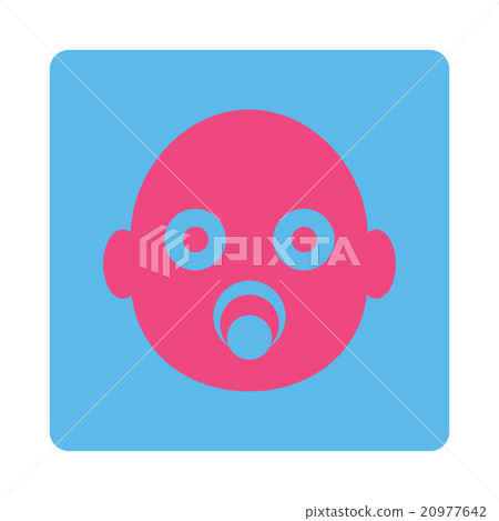 Baby Head Rounded Square Button 20977642