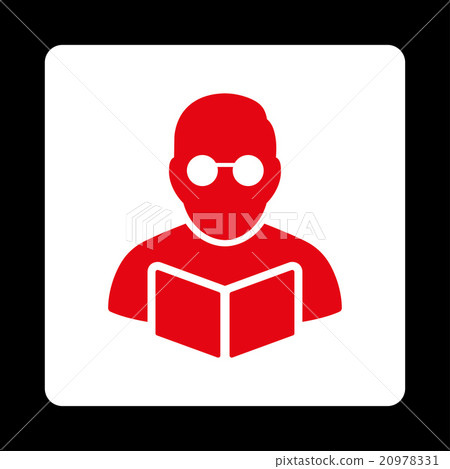 Student Reading Book Rounded Square Button 20978331