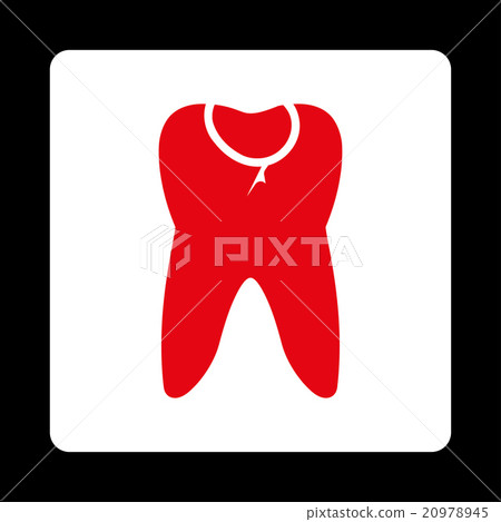 Tooth Caries Rounded Square Button 20978945