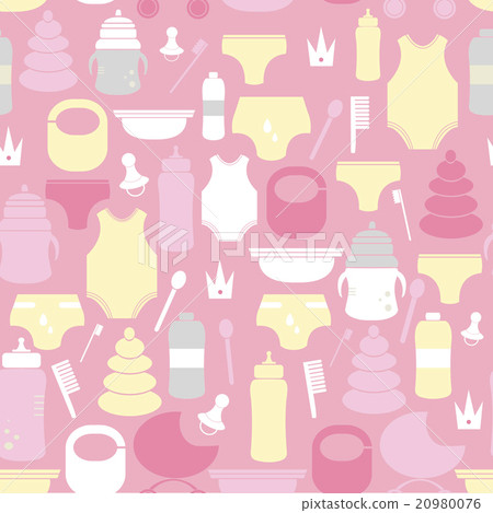 Colorful seamless pattern with baby girl goods - Stock Illustration ...