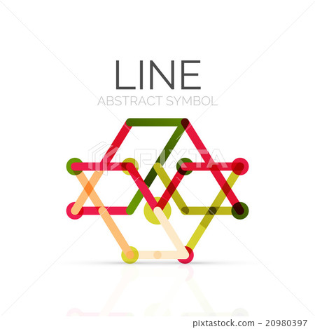 Linear abstract logo, connected multicolored 20980397