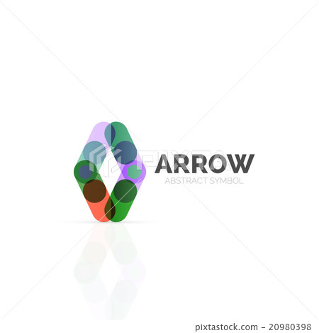 Linear arrow abstract logo, connected multicolored 20980398
