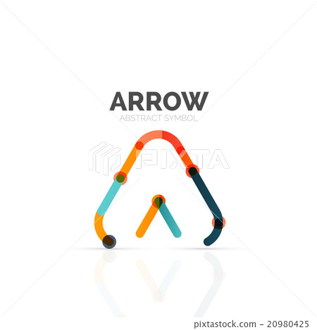Linear arrow abstract logo, connected multicolored 20980425