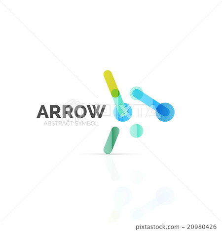 Linear arrow abstract logo, connected multicolored 20980426