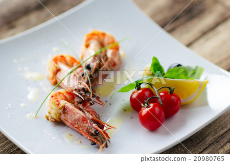 lenten food from seafood. Grilled tiger pawns  20980765