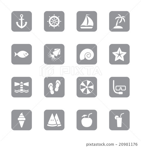 gray flat icon set 9 rounded rectangle 20981176