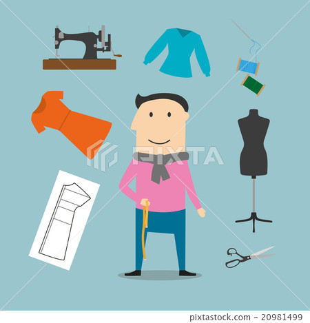 Tailor with sewing tools icons Tailor with sewing tools icons 20981499