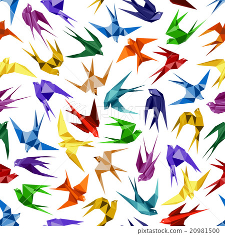 Origami paper swallows seamless pattern Origami paper swallows seamless pattern 20981500