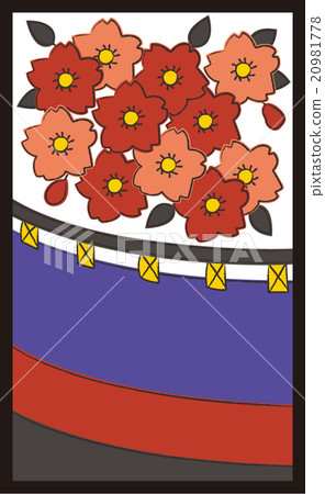Hanafuda · March · Sakura · First piece - Stock Illustration