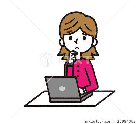Worried Woman and PC [Simple Character Series] 20984092