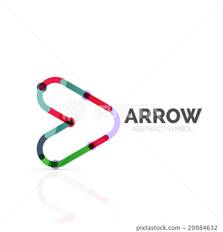 Linear arrow abstract logo, connected multicolored 20984632