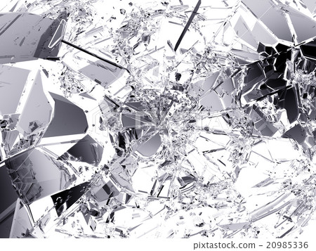 Pieces of Shattered glass on white background 20985336