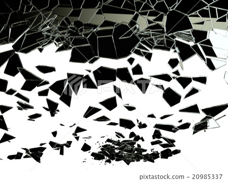 Pieces of shattered glass on white 20985337