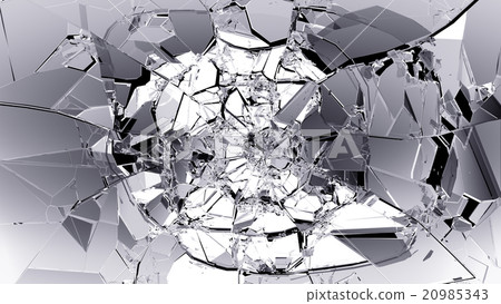 Pieces of splitted or cracked glass on black Pieces of splitted or cracked glass on black 20985343
