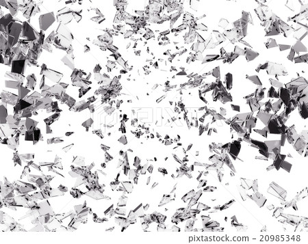 Pieces of splitted or cracked glass on white 20985348