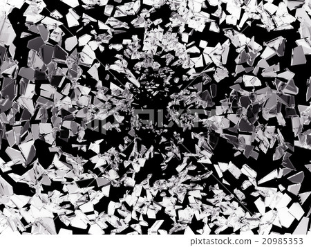 Pieces of splitted or shatteres glass on black Pieces of splitted or shatteres glass on black 20985353