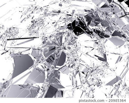 Small and large glass pieces on black 20985364