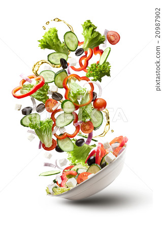 flying salad isloated on white flying salad isloated on white 20987902