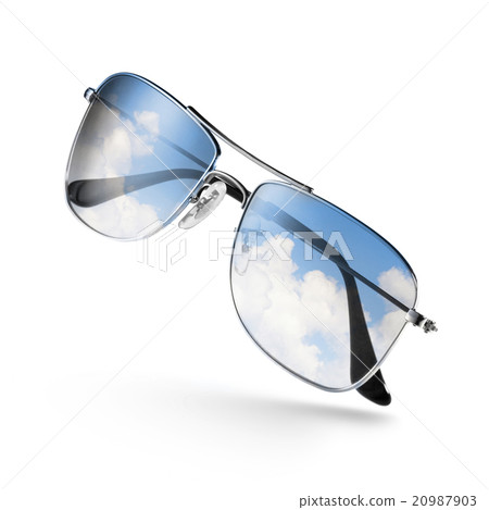 sunglasses with sky in reflection isolated on sunglasses with sky in reflection isolated on 20987903