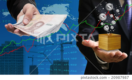 Businessman buy property with Bubble economy Businessman buy property with Bubble economy 20987987