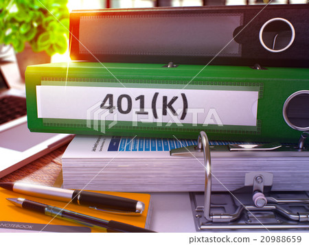 401K on Green Office Folder. Toned Image. 20988659