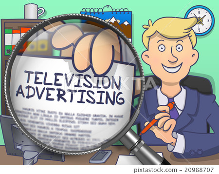 Television Advertising through Magnifier. Doodle Television Advertising through Magnifier. Doodle 20988707