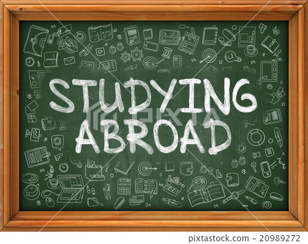 Studying Abroad - Hand Drawn on Green Chalkboard. 20989272