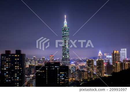 Taipei building ,Taipei cityscape with night sky Taipei building ,Taipei cityscape with night sky 20991097