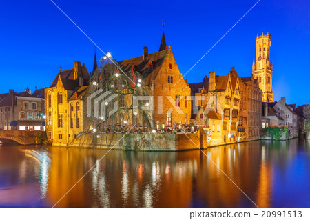 Panorama with tower Belfort in Bruges, Belgium Panorama with tower Belfort in Bruges, Belgium 20991513