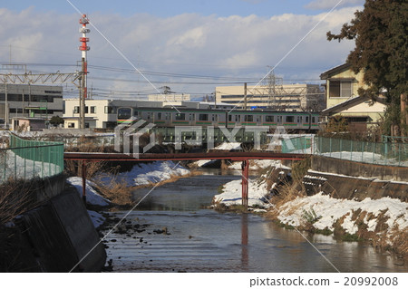 冬季的上越線和染谷河(群馬縣前橋市) 冬季的上越線和染谷河(群馬縣前橋市) 20992008