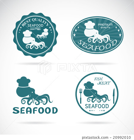 Set of vector octopus seafood labels Set of vector octopus seafood labels 20992010