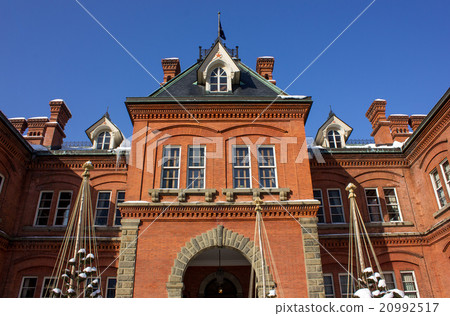 Old main building of Hokkaido agency, red brick, snow scene Old main building of Hokkaido agency, red brick, snow scene 20992517
