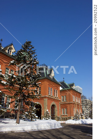 Old main building of Hokkaido agency, red brick, snow scene Old main building of Hokkaido agency, red brick, snow scene 20992522