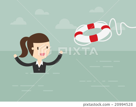Business Woman With Life Preserver Business Woman With Life Preserver 20994528