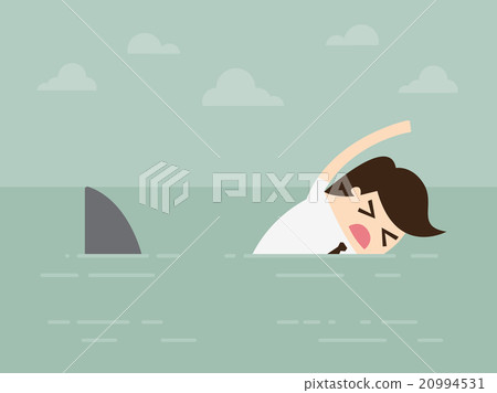 Businessman Swimming With Shark Businessman Swimming With Shark 20994531