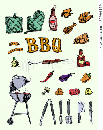 Doodle set of barbecue and grill elements Doodle set of barbecue and grill elements 20994539