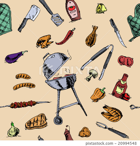 Seamless pattern of barbecue and grill elements 20994548
