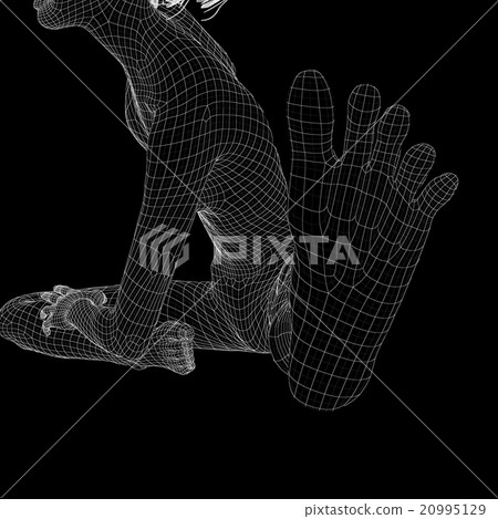 女性的身體背部線框perming3DCG插圖材料材料 20995129